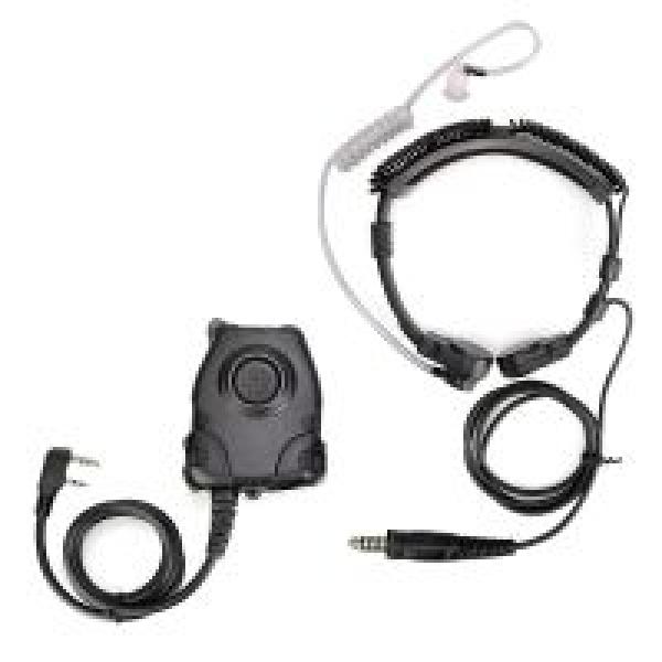 Kenwood 2Pin dehnbares, gewickeltes taktisches Kehlkopfmikrofon PELTOR PTT