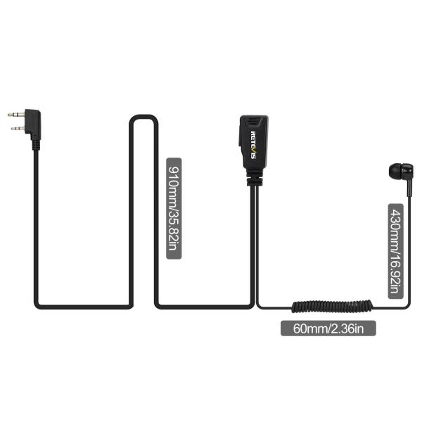 EEK022 In-Ear-Ohrhörer-Ohrhörer Spiralkabel 1-adrig PTT-Mikrofon Kenwood 2-polig